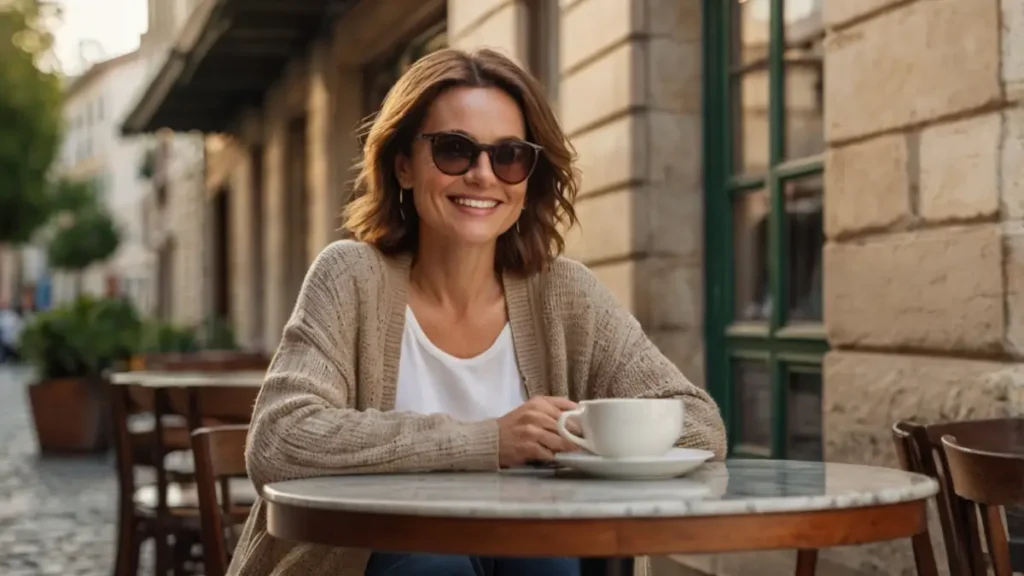 por que viajar sozinha depois que os filhos saem de casa mulher de 40 anos em cafe na europa