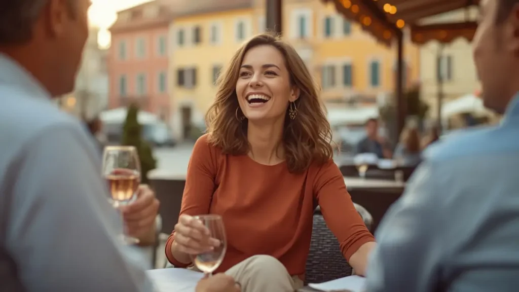 ninho vazio e por que viajar sozinha depois que os filhos saem de casa mulher madura sorrindo em restaurante na europa